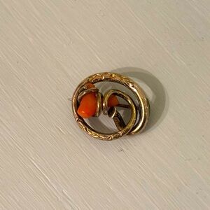 Victorian Gold Filled Coral Brooch